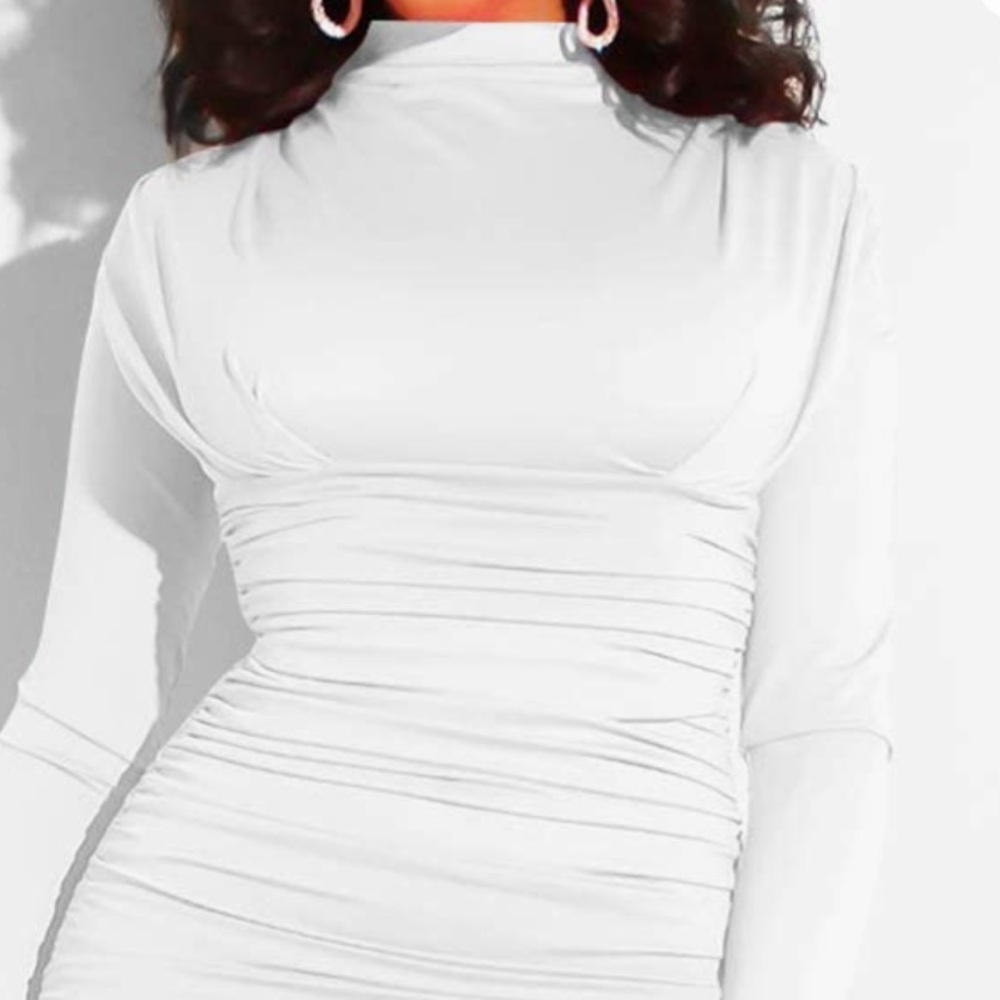 Long Sleeve Ruched Mini Dress - Picture 3 of 5